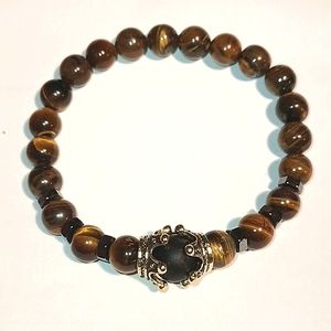 INDIGO HEALS SEMIPRECIOUS STONES TIGER EYE, CENTER STONE BRACELET